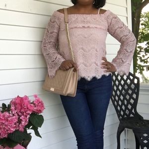 Blush pink lace blouse
